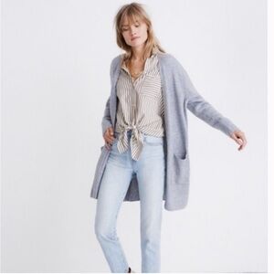 Madewell Lilac Multicoloured Pocket Open Front Merino Wool Alpaca Blend Cardigan